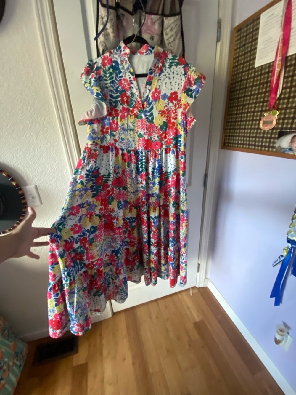 Casual Floral Tiered Dress in Multi-Colorlong Spring Dress